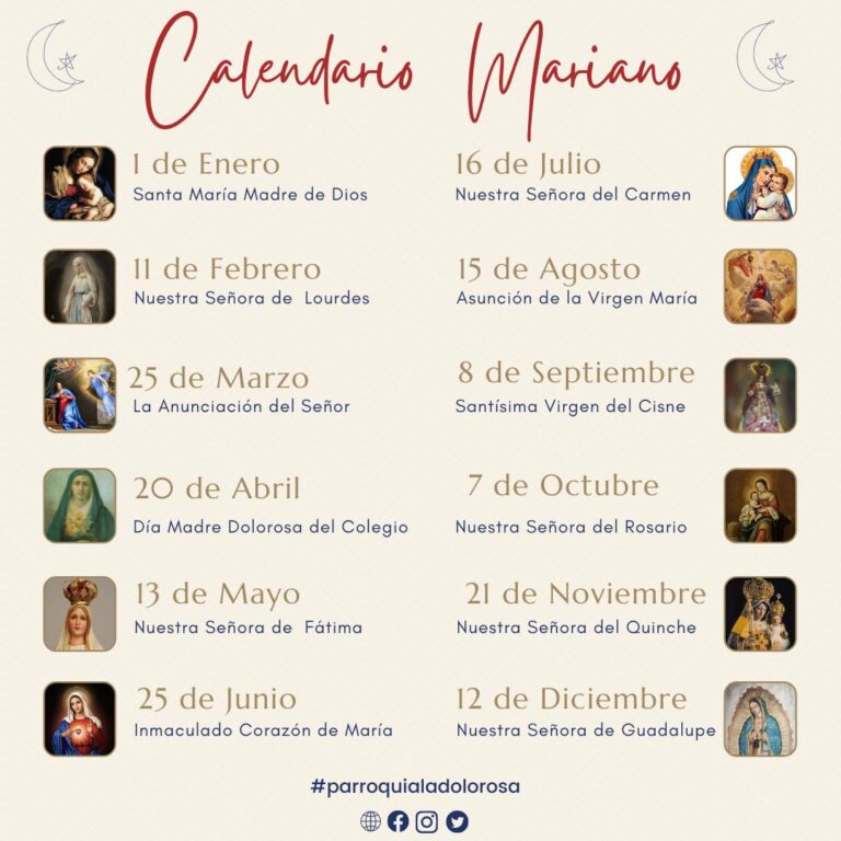 Calendario Mariano Parroquia La Dolorosa